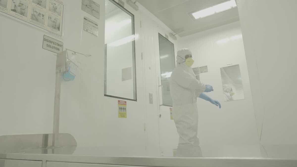 Gowned up in the cleanroom